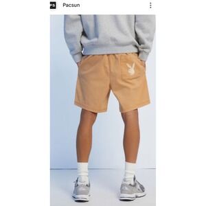 Playboy Studio PacSun Mens Tan Drawstring Shorts‎ Casual Lounge Medium